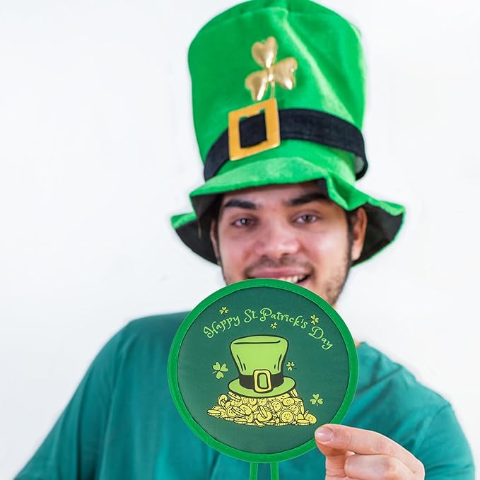 4 Styles St. Patrick's Day Round Foldable Hand Fan Foldable Fan Handheld - Image 6