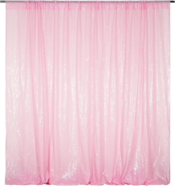 Poise3EHome Pink Sequin Backdrop, 8FT x 10FT Sequin Photography Backdrop Curtain by Poise3EHome
