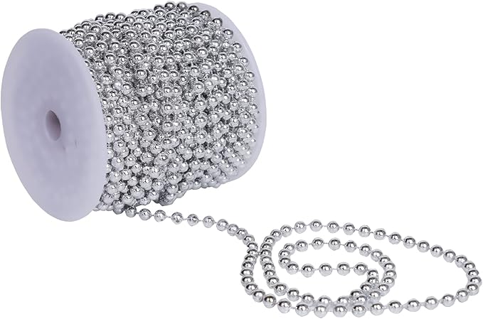 Faux Silver Pearl Beads Garland - 6mm Christmas Tree Beads 22 Yards Spool Pearl - Image 7