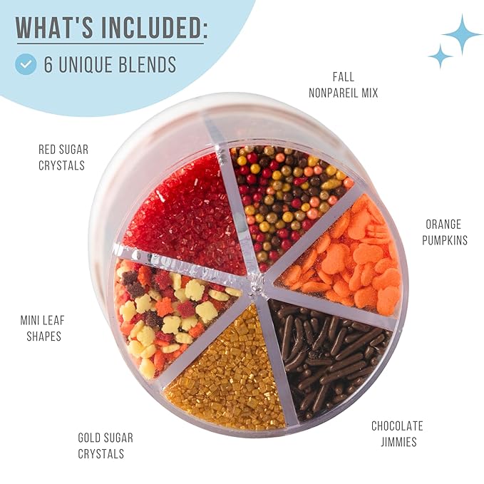 Sweets Indeed Sprinklefetti Fall 6-Cell Sprinkle Jar – 6 Assorted Fall - Image 2