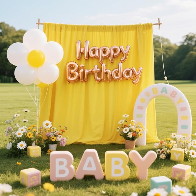 Sugargirl 10x10FT Yellow Backdrop Curtains Polyester Photo Backdrop Drapes - Image 6