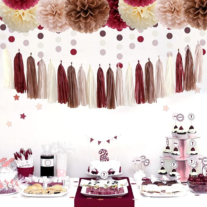 Brown Burgundy Champagne-Gold Party-Decorations - Image 5