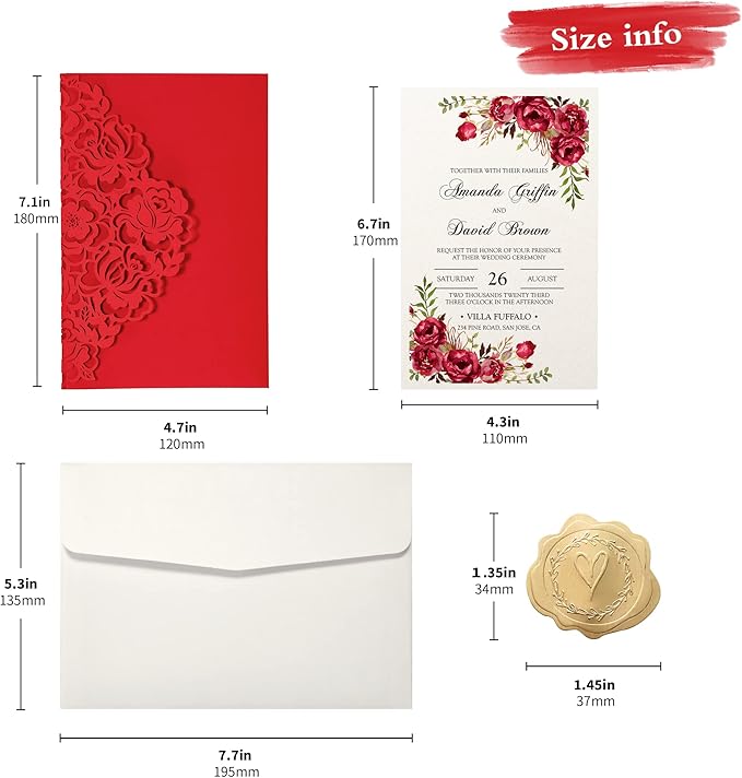 DORIS HOME 50pcs Laser Cut Wedding Invitations - Image 2
