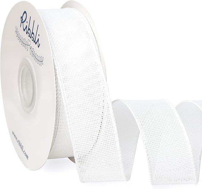 Ribbli White Burlap Wired Ribbon, 1-1/2” Inch x Continuous 20 Yard, Big Bows by Ribbli