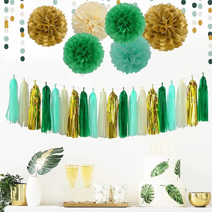 Sage-Green Beige-Gold Baby Bridal-Shower Decorations - Image 6