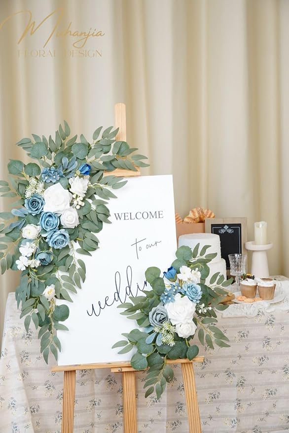 Wedding Sign Faux Flower Swag for Ceremony Party Reception Entrance Floral - Image 9