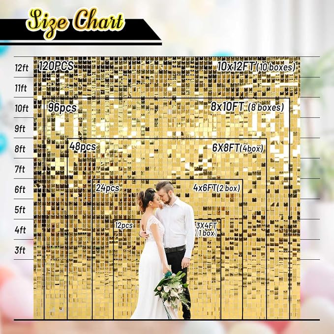 Kate Square Light Gold Sequin Wall Panels Shimmer Wall Birthday Party Backdrop - Image 4