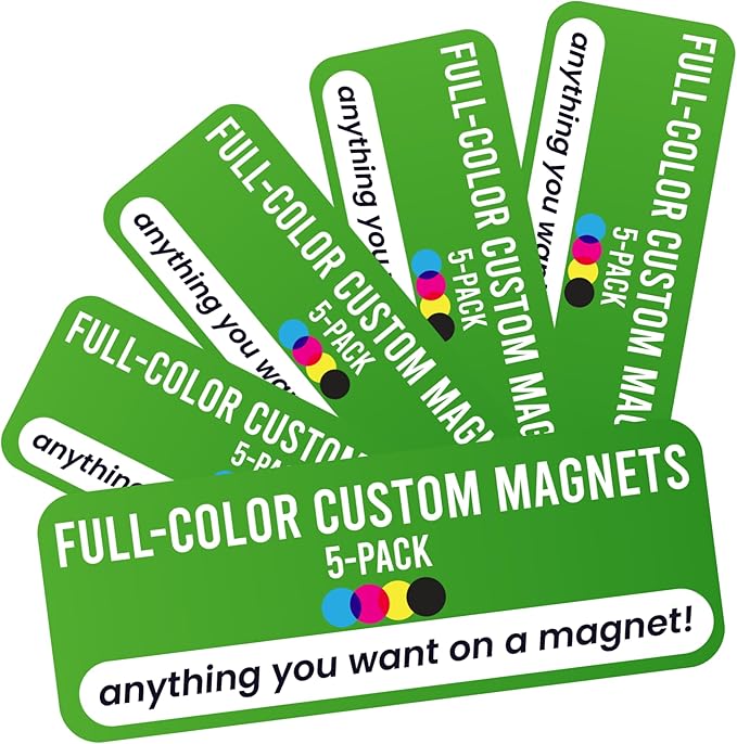 Magnet Me Up Custom 8x3 Inch Rectangle Magnet, 5 Pack, Customizable by MagnetMeUp