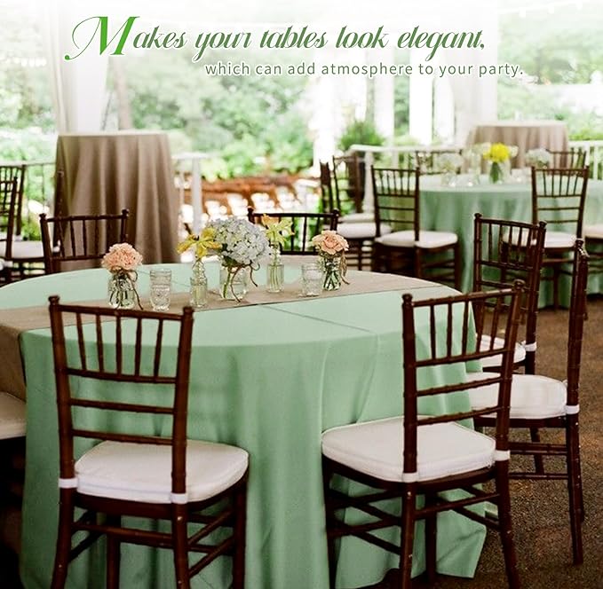 6 Pack Sage Green Round Tablecloths - Image 3