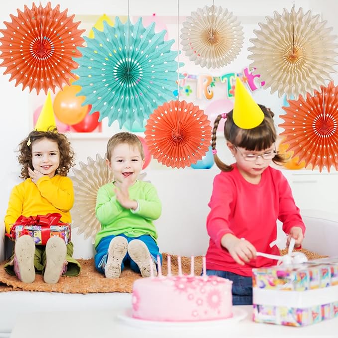 SUNBEAUTY Pack of 11 Hanging Honeycomb Paper Fans Party Decoration Paper - Image 3