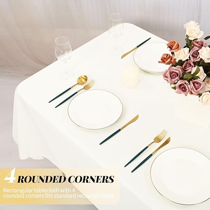 12 Pack 60 x 126 Inch Rectangle Tablecloth Ivory Polyester Tablecloth - Image 5