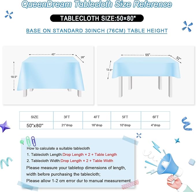 Glitter Blue Tablecloth 50x80 Inch Iridescent - Image 7