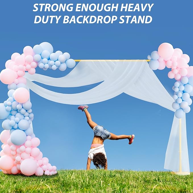 HAITRAL 10x7 FT Backdrop Banner Stand, Square Wedding Arch Balloon Metal Frame - Image 8
