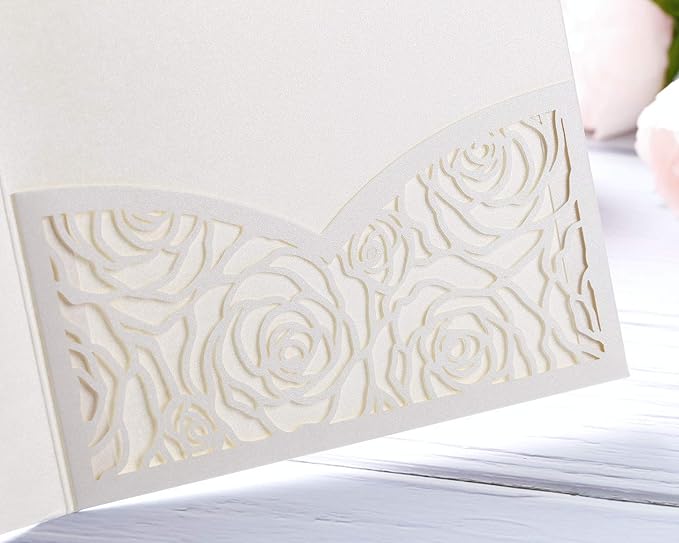 20 Pcs Laser Cut Wedding Invitations Card Pocket - Image 7
