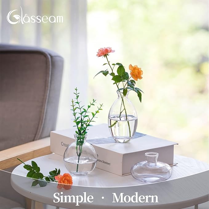 Glass Bud Vase for Centerpieces: 12Pcs Glasseam Clear Mini Small Vases for - Image 6