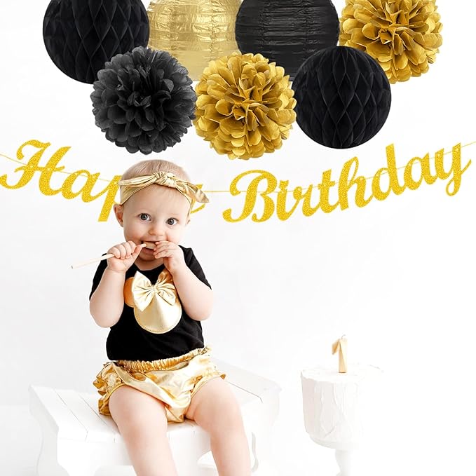 Black Gold Women-Men Birthday Party-decorations - Image 7