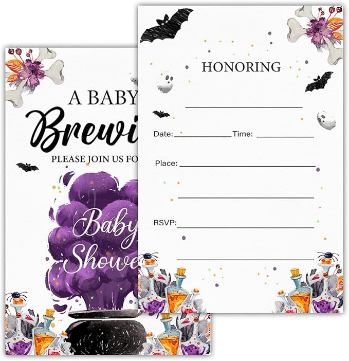 Halloween Baby Shower Party Invitations, a Baby Is Brewing Baby Shower Wizard by RNYJJ