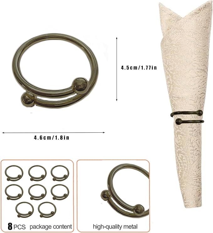 8 Pcs Black Napkin Rings - Image 2