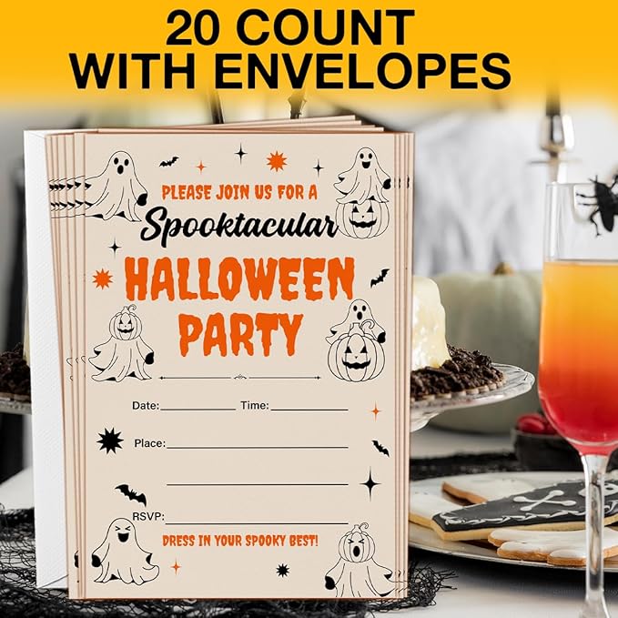 Halloween Party Invitations, Ghost Spooktacular Halloween Party Fill in Invites - Image 4