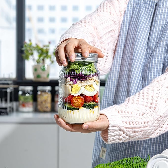WELLIFE Wide Mouth Mason Jars, Wedding Favors, Meal Prep, Yogurt & Decor - Image 3