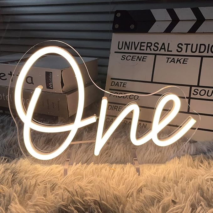 One Year Old Birthday Table Number Neon Sign Desk Lamp Night Light Wedding - Image 2