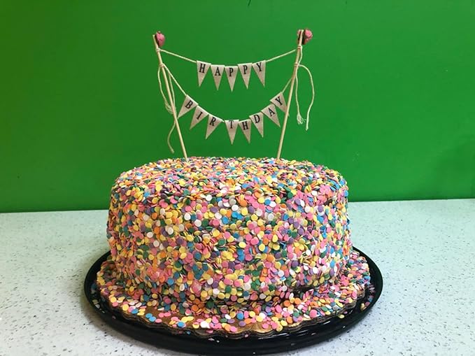 Happy Birthday Cake Bunting Topper Cake Topper Garland, Handmade Pennant Flags - Image 5