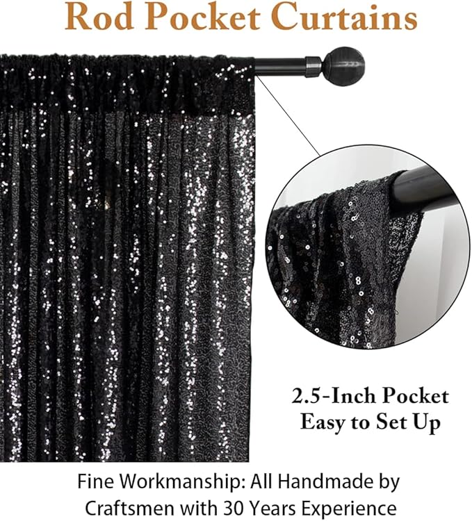ShinyBeauty Black Sequin Backdrop 10FTx10FT Photo Backdrops - Image 3