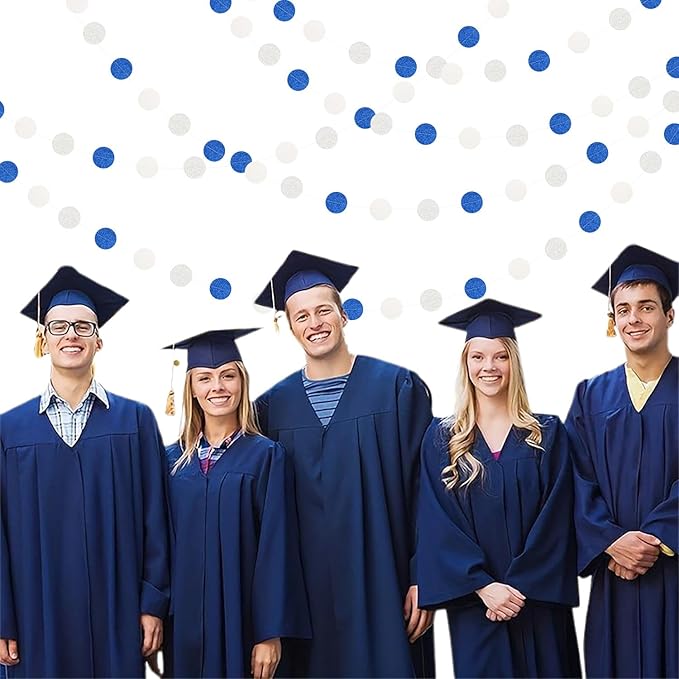 Navy-Blue White-Silver Birthday Party-Decorations Streamers - 52FT Graduation - Image 7
