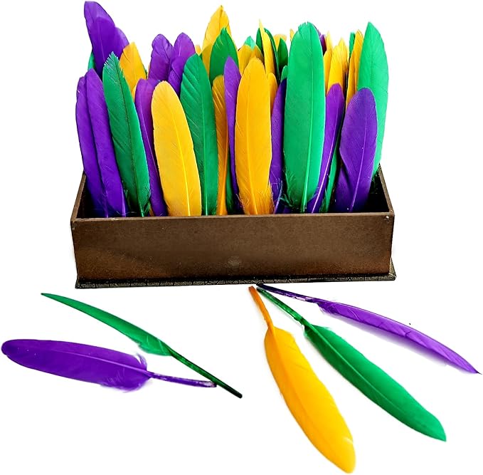 FeelfunFeather 120pcs Mardi Gras Goose Cochettes Feather 4-6 inch Decorative - Image 4