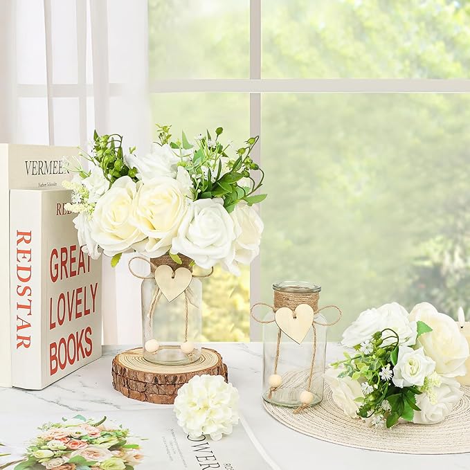 Vintage Glass Vases for Flowers, Bridal Shower Bud Vase Set - Image 5