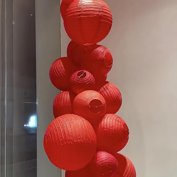 Red Paper Lanterns 10pcs Party Hanging Decorations - Image 2