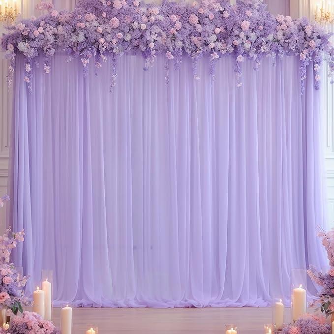 20x10 Purple Tulle Backdrop Curtains - Image 7
