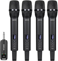 4 Rechargeable Wireless Microphones, Pro Handheld Cordless Mics System by ZERFUN
