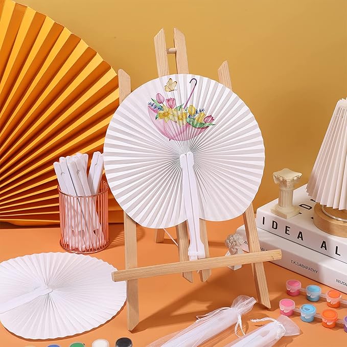 ZWIN 48 Pcs Paper Fans Wedding Paper Fans - Image 5