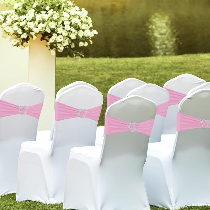 100PCS Spandex Stretch Chair Sashes Bows Universal Elastic Chair Cover Bands - Image 6