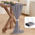 2 Pack 10 Ft Chiffon Table Runner Grey Gauze Long Table Runners 27x120 Inches by BEELIFY