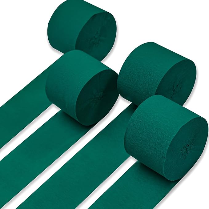 PartyWoo Crepe Paper Streamers 4 Rolls 328ft, Pack of Bluish Green Party by PartyWoo