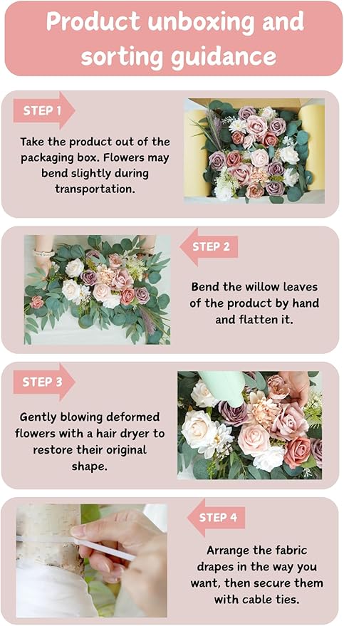 Artificial Wedding Arch Flowers Kit, Ceremony Decoration, Floral Outdoor Party - Image 5