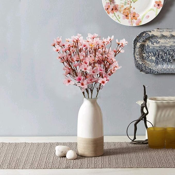 Uieke 4Pcs Artificial Cherry Blossom Flower, Silk Peach Flowers Fake Plants - Image 9
