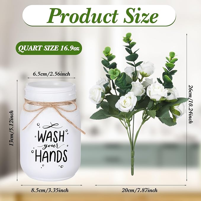 XunYee Farmhouse Bathroom Decor Wash Your Hands Sign Mason Jar - Image 2