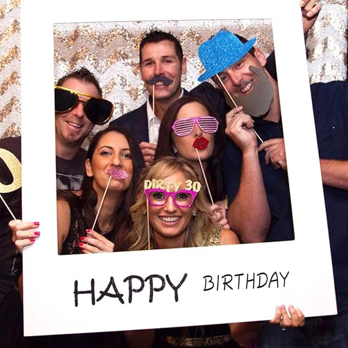 LUOEM Happy Birthday Party Frame Photo Prop Birthday DIY Paper Picture Frame - Image 2