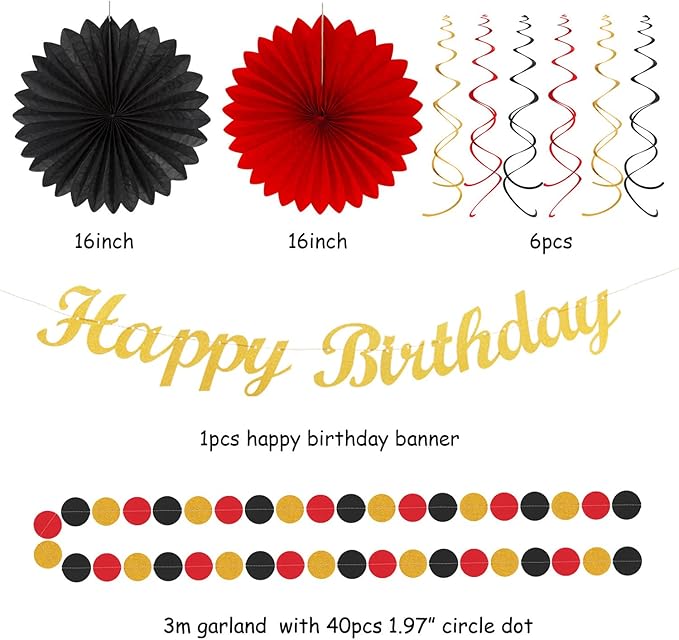 Red-Black Gold Casino-Theme Birthday Party-Decorations - Image 3