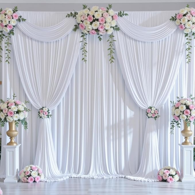 40ftx10ft Wrinkle Free White Backdrop Curtains - Image 6