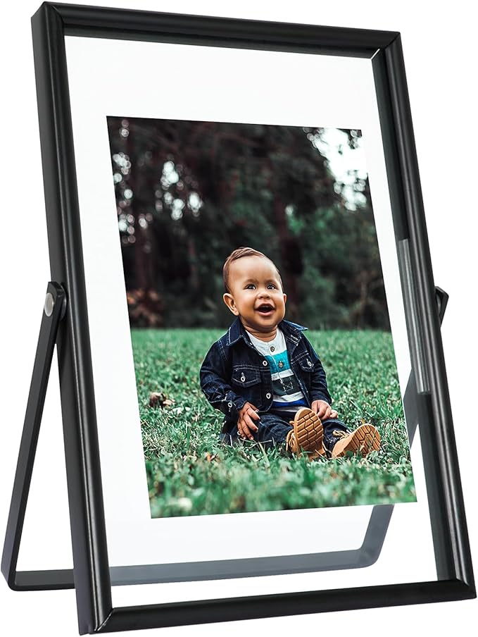 Black Floating Frame, For Picture 3.5x5, Tabletop Shelf Photo Frame, Classy by AhaGoOfficial