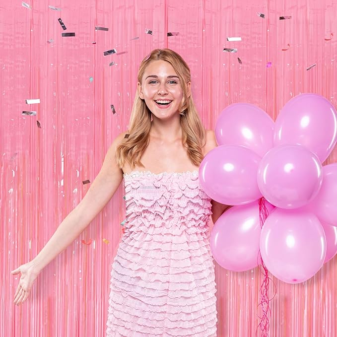 2 Pack Pink Streamers Pastel Curtain Backdrop Wall Fringe Backdrop Birthday - Image 4
