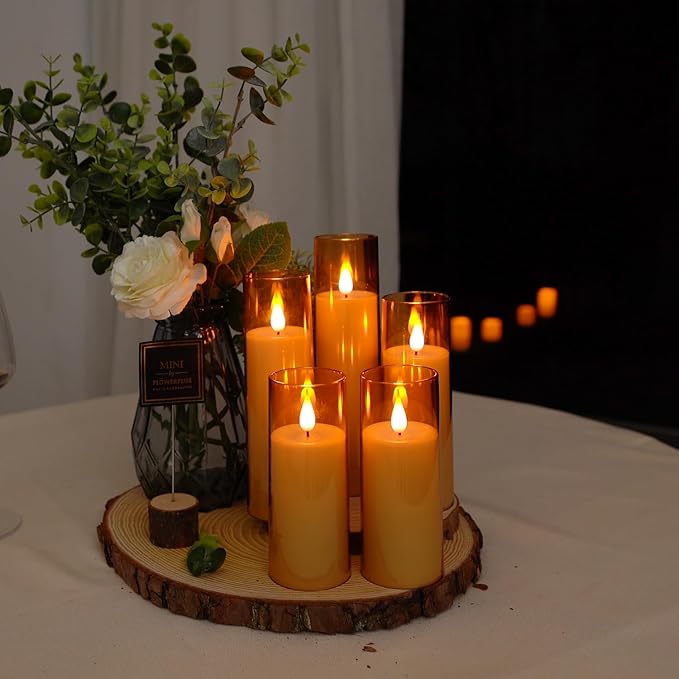 Amagic Flickering Flameless Candles, Battery Operated Candles, Amber Gold - Image 5