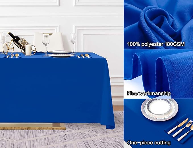 Surmente Blue Tablecloth 90 x 132-inch Rectangular Polyester Table Cloth - Image 2