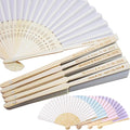 Personalized Engraved White Silk Fans Folding Hand Fans, Summer Wedding Fans by HaEnLab