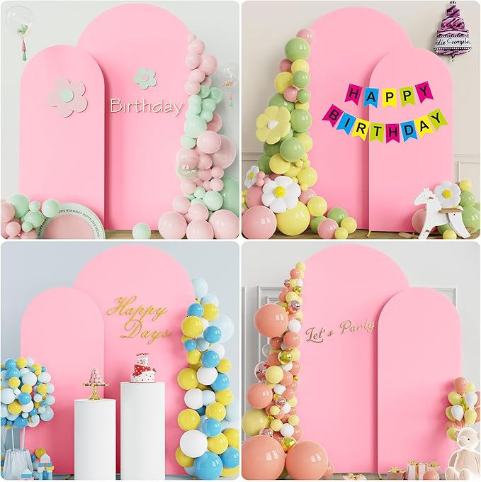 Fomcet Set of 2 Wedding Arch Covers 6FT, 7.2FT Pink Arch Backdrop Cover 2-Sided - Image 5