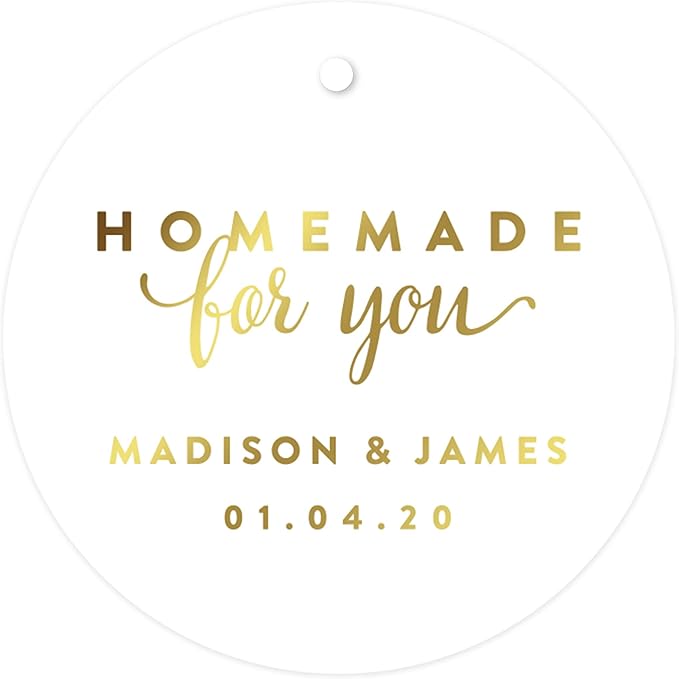Andaz Press Personalized Round Circle Wedding Gift Tags, Metallic Gold Ink by AndazPress